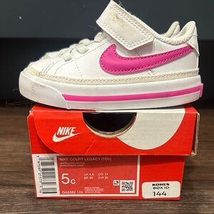 Nike Kids Court Legacy Sneakers - White and Pink
